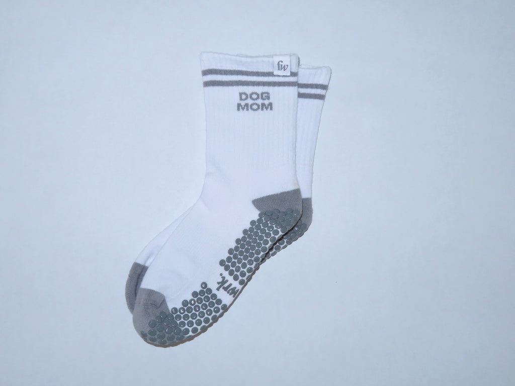 Dog Mom grip socks, silicone grip sole detail