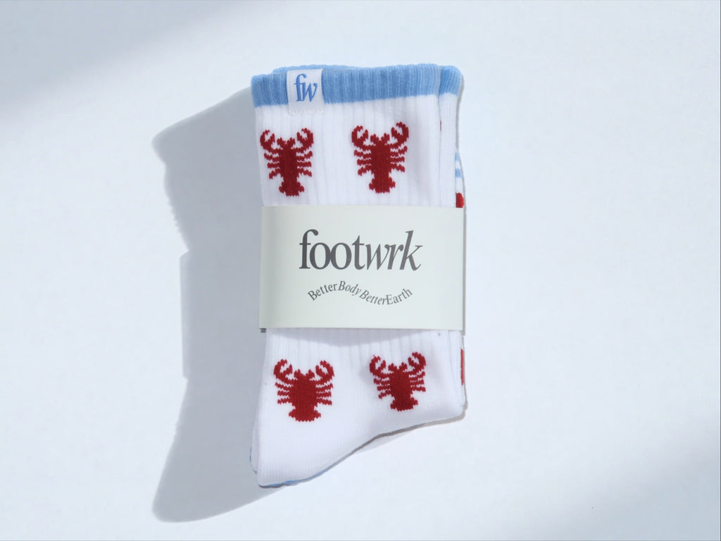Lobster Roll grip socks in Footwrk packaging